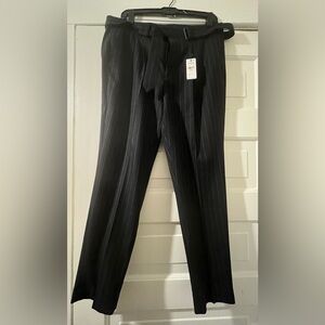 NWT Express Men Slim Navy Pinstripe Flannel Belted Dress Pant